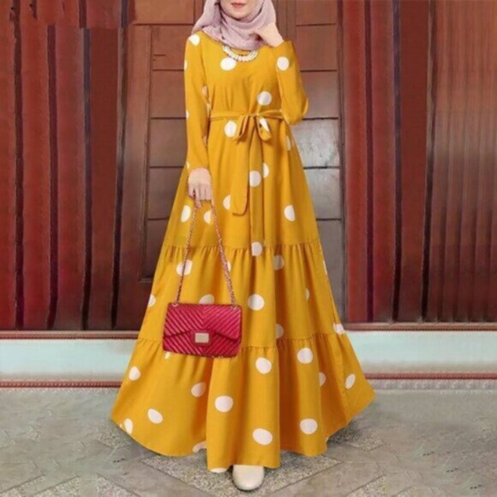 Women's Vintage Polka Dot Print Tunic Dress